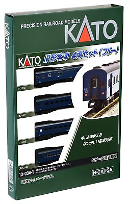 #ad KATO N Gauge Old Passenches 4 car Set Blue 10 034 1 Railway model passenger ca $69.72