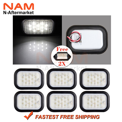 #ad 6X WHITE RECTANGLE STOP TURN SIGNAL LAMP TAIL LIGHTFREE LICENSE PLATE LIGHT $40.99