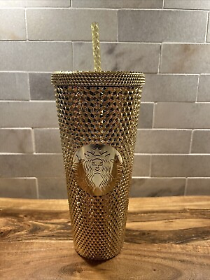 #ad Starbucks Christmas 2022 Gold Bling Venti Studded Tumbler 24oz Cold Cup $18.77