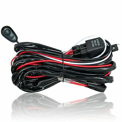 12V 40A Wiring Harness Kit Fuse ON OFF Switch Relay For LED Fog Work Light Bar $10.49