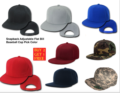 #ad Snapback Flat Bill Baseball Cap Pick Color $7.95