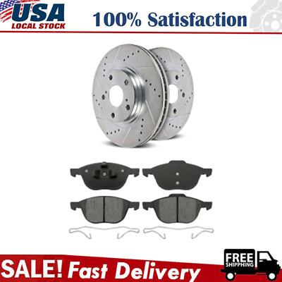 #ad Front Drilled amp; Slotted Rotors Brake Pads for Ford Focus Volvo C30 S40 $82.07