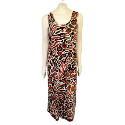 #ad Vintage JOSTAR Artsy Animal Print Stretchy Sleeveless Maxi Dress WOMEN#x27;S LARGE $34.95