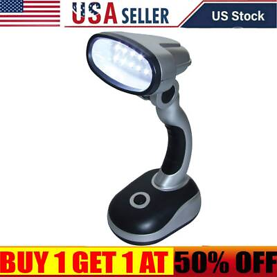 #ad 12 LED Super Bright Portable Lamp Battery Operated Desk Reading Work Table Light $11.99