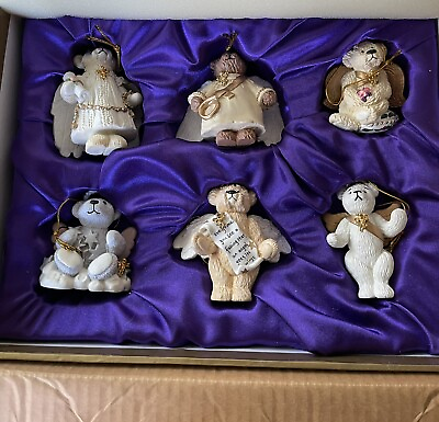 #ad Annette Funicello Bear Co Resin 6 Piece Angel Bear Ornament set Limited Edition $49.49