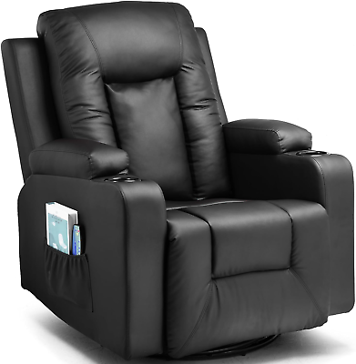 #ad COMHOMA Leather Recliner Chair Modern Rocker with Heated Massage Ergonomic Loung $391.12