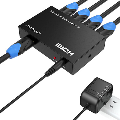 #ad HDMI Splitter 1 in 4 Out MT ViKI 1x4 Power HDMI Splitter 4 Ports w AC AdapterJ $9.49