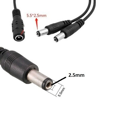 #ad 20 inch DC Power Y Cable Female DC Socket to Dual Male DC Plug 5.5 x 2.5mm $3.75