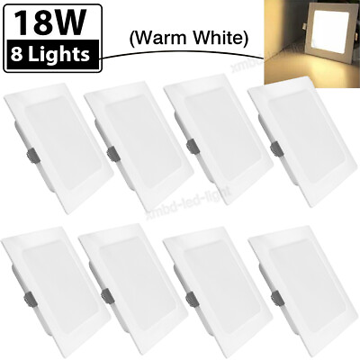 #ad 8 X 18W LED Panel Light Warm White Recessed Square Ceiling Lamp Kitchen Fixtures $30.99