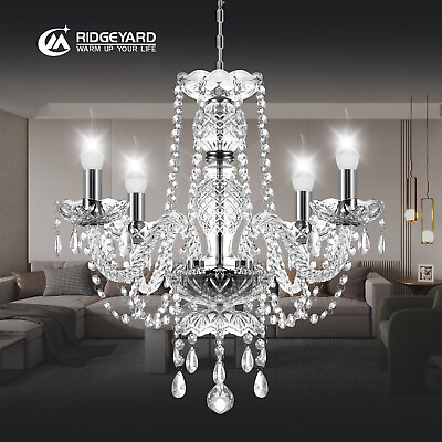 #ad 4 Light Crystal Chandelier Glass Ceiling Pendant Lamp Fixture Lighting Luxurious $49.98