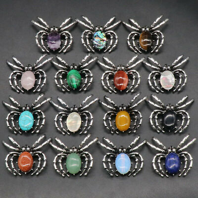 #ad 10pcs Crystal Stone Quartz Spider Pendants Brooch Chakra Reiki Healing Amulet $40.55