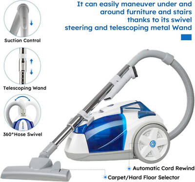 #ad Vacmaster Bagless Canister Vacuum Portable Cyclonic Corded Vacuum Cleaner $75.59
