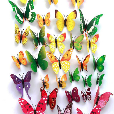 #ad 12Pcs Butterfly 3D Wall Stickers Wall Decors Wall Art Wall Home Decorations AU $4.35