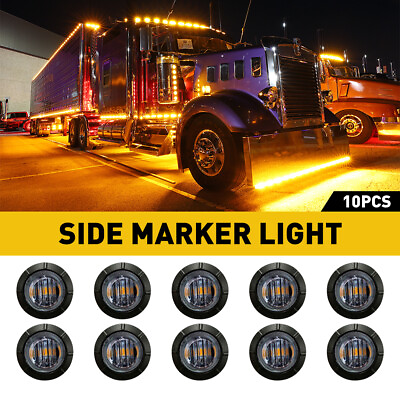 #ad 10X Round Lights Marker Side 3 4quot;LED Bullet Light Truck Trailer Amber Waterproof $11.99