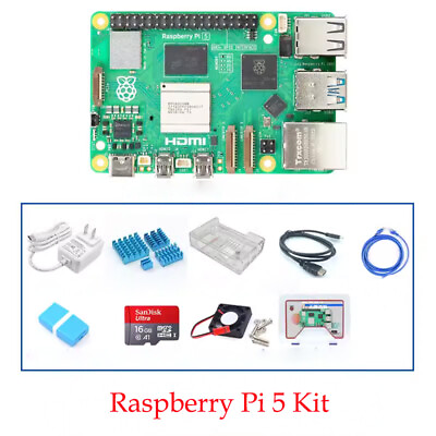 #ad Raspberry Pi 5 4gb 8gb Starter Kit Board Power Supply Case HDMI LAN Heatsink SD $173.99