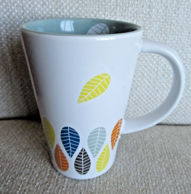 #ad David#x27;s Davids White Tea Cup Multi Color Autumn Leaves Nordic Cup Mug $22.99