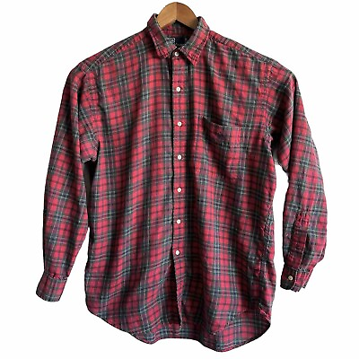 #ad VTG Polo Ralph Lauren Shirt Medium Red Plaid Elliott Button Up Long Sleeve $18.41