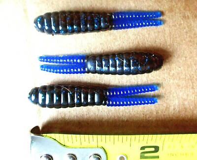 #ad 300ct BLACK BLUE BLUE Tips 100ct SHAD FIRETAIL 2quot; Split Tail BEETLE Spin GRUBS $133.99