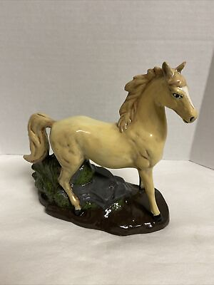 #ad Ceramic Tan And White Horse Figure Figurine $15.00