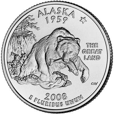 #ad 2008 D Alaska State Quarter. Uncirculated From US Mint roll. $2.39