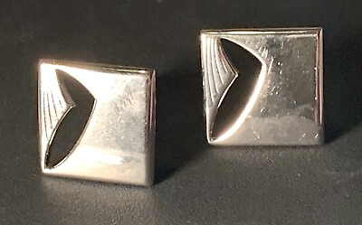 #ad RETRO SWANK CUFFLINKS Silver Square With Cutout Vintage 60s 70s $20.00