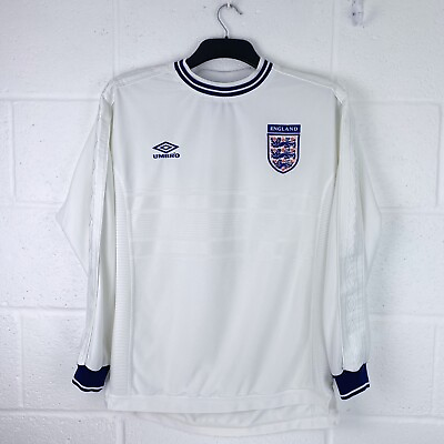 #ad England Beckham 7 Football Shirt Jersey Men#x27;s Size Large 1999 2001 White Vintage GBP 119.99