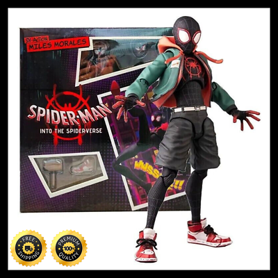 #ad Spider Man: Action Figure Miles Morales Into The Spider Verse Toy Gift With Box $26.99
