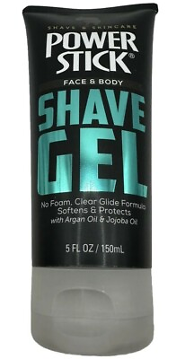 #ad 1X Power Stick Men#x27;s Face and Body Shave Gel 5oz Jojoba Argan Oil No Foam NEW $10.99