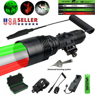 800Yard Green Red White Light LED Coyote Hog Varmint Beam Zoomable Hunting Light $21.99
