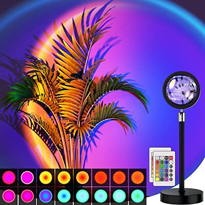 #ad Sunset Lamp Projection Led Lights with Remote 16 Colors Night Light 360° Rot... $20.88