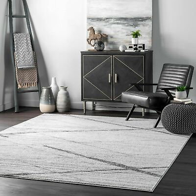 nuLOOM Contemporary Modern Geometric Solid and Striped Area Rug in Gray Multi $106.60