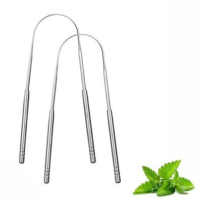 #ad 2 Pack Tongue Scraper Stainless Steel Tongue Cleaners Tongue Scraper for Adult $2.99