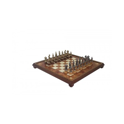 #ad MARY STUART SET: Metal amp;amp; Wood Chess Pieces with Unique Elm Briar Chessboard $582.55