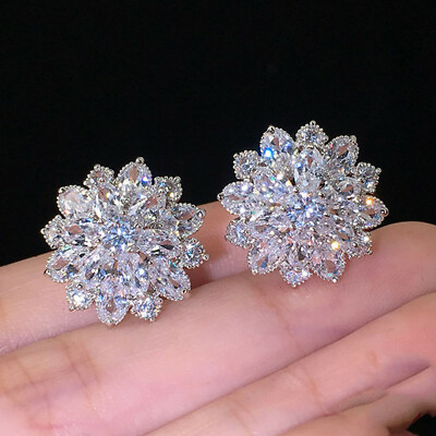 #ad Fashion 925 Silver Filled Stud Earring Women Cubic Zircon Wedding Jewelry C $4.18