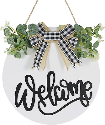 #ad 12quot; Wooden Welcome Home Decorations Signs Wreaths For Front Porch White $15.99