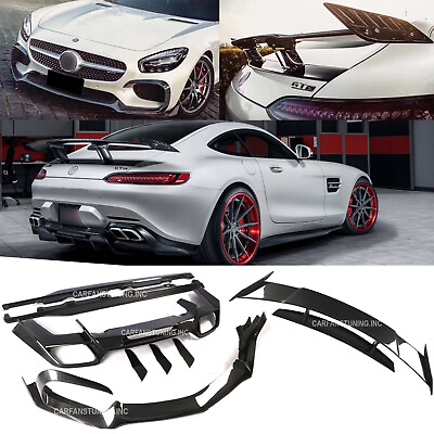 #ad For Benz AMG GT GTS 15 17 Carbon Fiber Front Lip Spoiler Diffuser Side Bodykits $1994.05