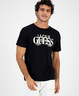 #ad GUESS Mens LA Logo Graphic Short Sleeve T Shirt Black Medium $18.53