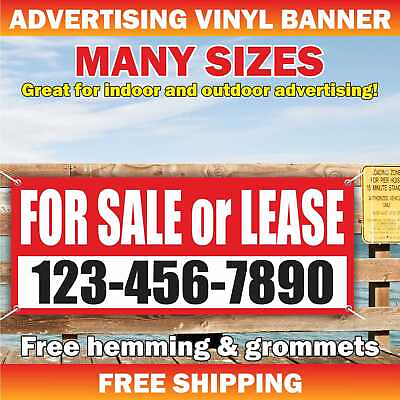 #ad FOR SALE or LEASE Advertising Banner Vinyl Mesh Sign Rental Realtor Space Home $219.95