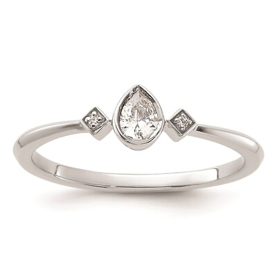#ad 14k White Gold 3 Stone 1 15 carat Pear Diamond Promise Engagement Ring Size 7 $724.00