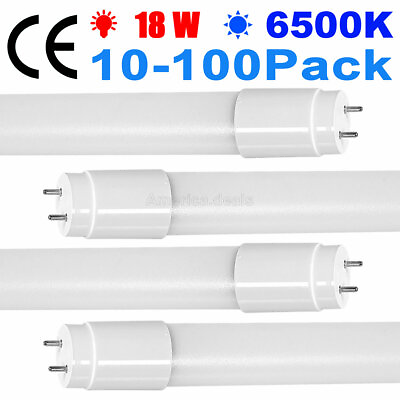 #ad 10 100 Pack LED T8 Tube Light Replace Fluorescent Light Bulb G13 18W 2000lm $395.00