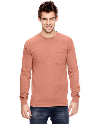 #ad Comfort Colors C4410 Unisex Long Sleeve Soft Cotton Heavyweight Pocket T Shirt $23.36