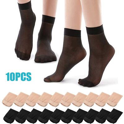 #ad 10PCS Women Men Elastic Ankle Socks Lot Sheer Silk Low Cut Short Stockings 5Pair $6.99