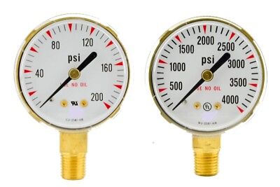 #ad Pressure Gauges 2” High 4000 PSI amp; Low 200 PSI For Oxygen Regulator $24.95