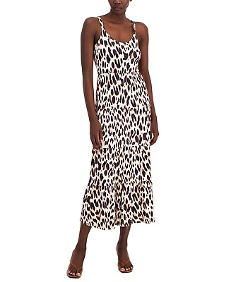#ad $80 Inc International Concepts Womens Leopard Print Maxi Dress Brown Size 2XL $32.39