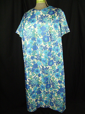 #ad ARNEL Vtg 60s Blue Poppy Floral Printed White Sheath Dress Bust 44 M L $31.98