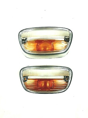 #ad Peugeot 404 Front Turn Signal Lamp Lens Set Left and Right Chrome NEW #358 set $30.00