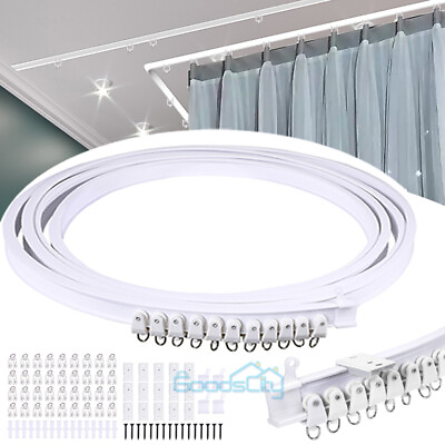 #ad 18.3 FT Mount Curved Ceiling Curtain Track Bendable for Window Divider $34.79