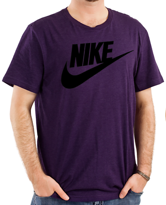 Nike Men#x27;s Short Sleeve Logo Swoosh Printed T Shirt Red White Blue Purple Gray $23.25