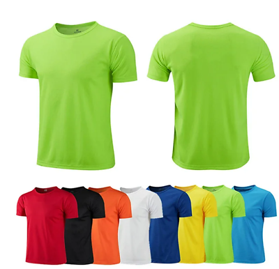 #ad NEW Men#x27;s polyester Plain Crew Neck Short Sleeves T Shirt $12.00