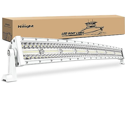 #ad Nilight 33Inch Triple Row LED Light Bar Curved White Spot Flood Combo Light $82.99